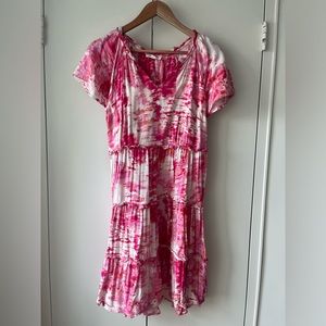 Beach Lunch Lounge pink, orange and white short sleeve summer dress.